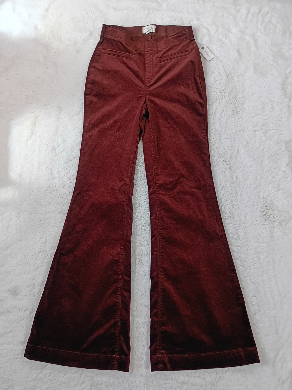 NWT Anthropologie Pilcro Pull-On Mid-Rise Retro Flare Velvet Jeans - Size 25 - Picture 4 of 9
